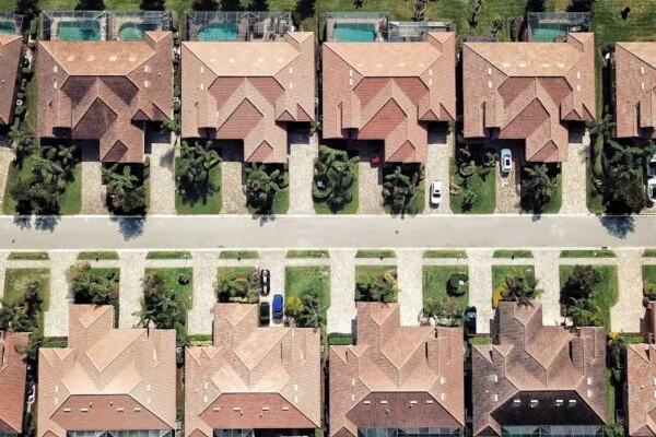 aerial photography of brown houses