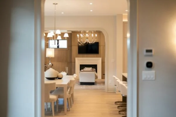 Bright, modern open-concept living and dining room